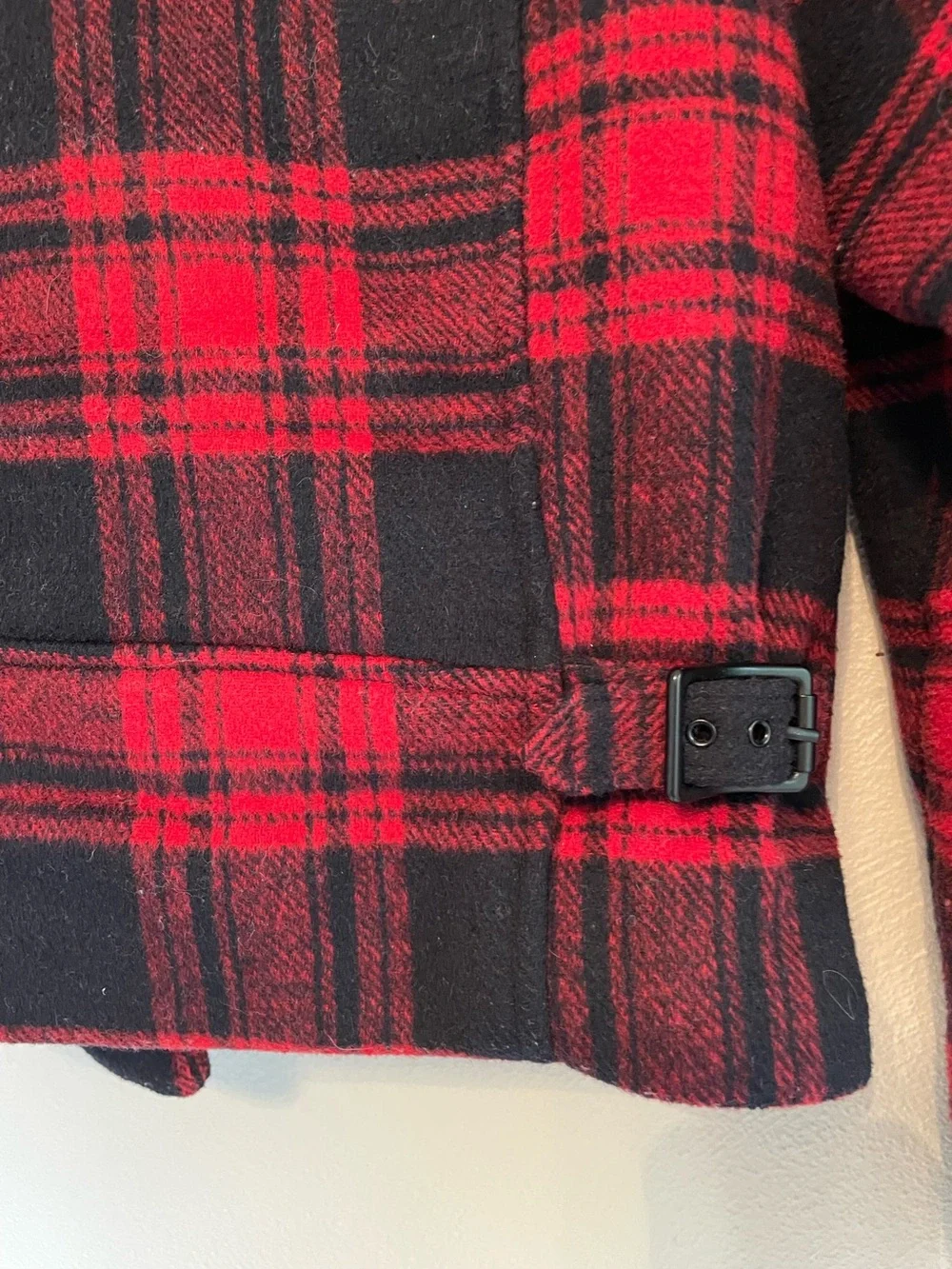 Gap Red Buffalo Plaid Wool Blend Moto Jacket Grunge Zip small